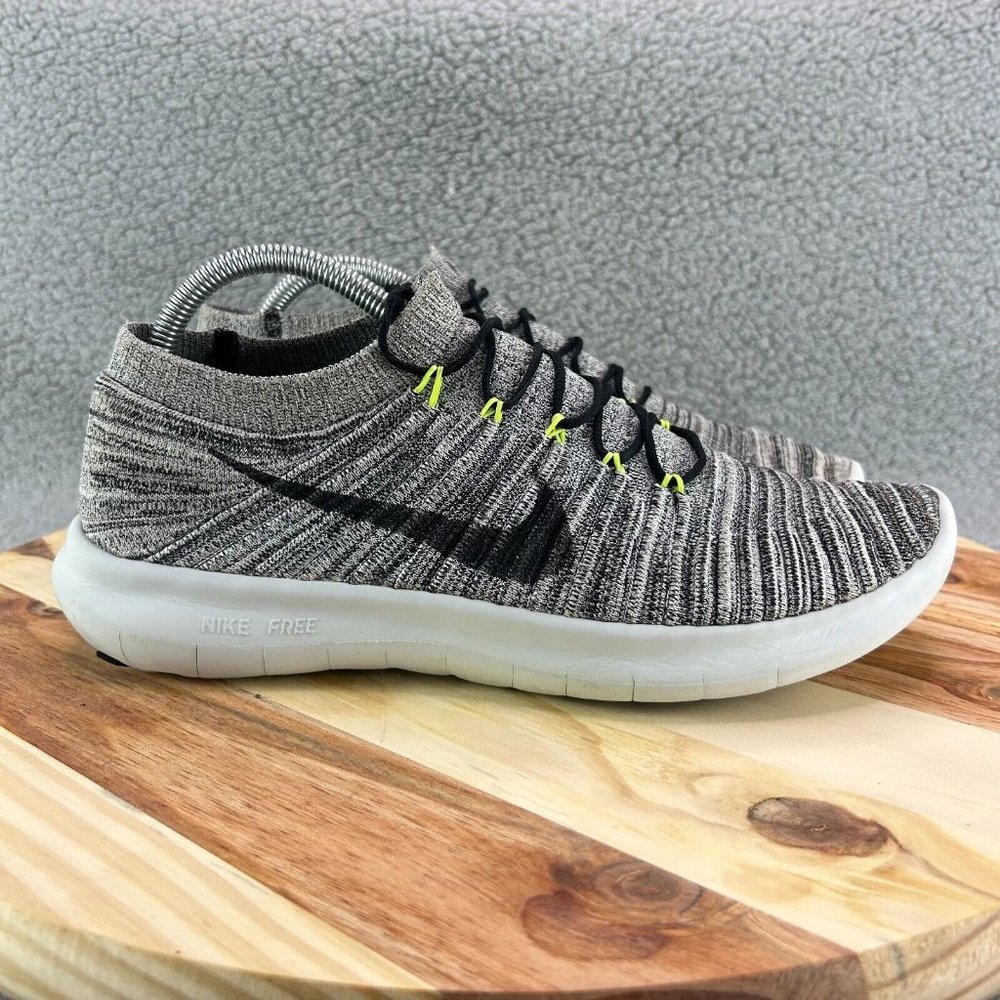 Nike Free RN Motion Flyknit Running Shoe Oreo Black Gray Men's Sz 10